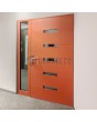 Porte d'entrée contemporaine en aluminium orange