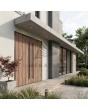 Porte double en aluminium recouverte d'un stratifié haute pression Tambora imitation bois