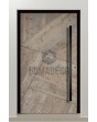 LIM WOODLINE 3 - porte d'entrée en aluminium recouverte d'une imitation bois sapin platine