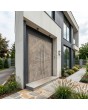 porte double en aluminium, revêtue d'un finition imitation bois « Fir Platinum »