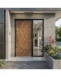 Porte d'entrée en aluminium aspect bois, revêtue de stratifié haute pression Creek Larch