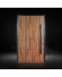 porte d'entrée en aluminium avec stratifié haute pression en noyer