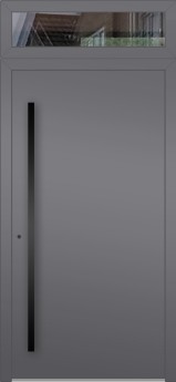 Porte LIM à charnières en aluminium avec panneau supérieur en verre