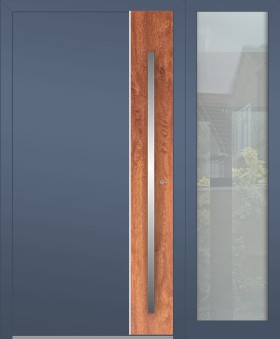 Porte à charnières LIM en aluminium avec fenêtre latérale droite (vue de l'extérieur) 
