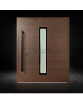 Porte d'entrée moderne pivotante en wengé
