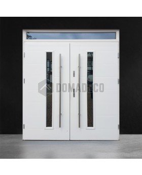 porte d'entrée française double blanche en acier inoxydable