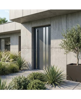 Porte d'entrée moderne en aluminium anthracite