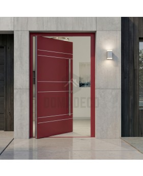 porte d'entrée pivotante en aluminium rouge de haute qualité
