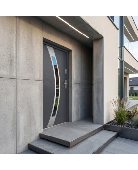 Porte d'entrée extérieure en acier, couleur anthracite