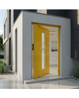 Porte d'entrée pivotante en aluminium haut de gamme de couleur jaune