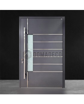 Porte d'entrée pivotante en aluminium anthracite