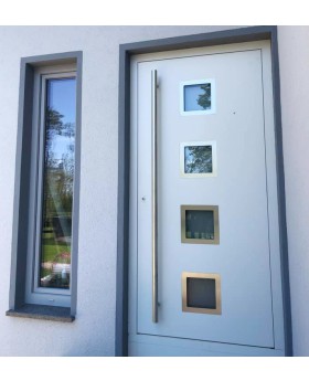 Silver modern aluminum front door