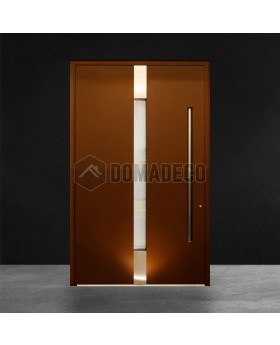 Porte d'entrée pivotante en aluminium rouge sur mesure