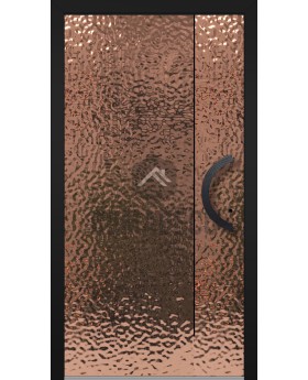 LIM B1 - porte à charnières en aluminium recouverte d'une feuille d'acier inoxydable cuivré