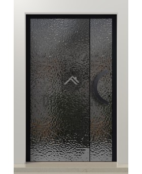 PIVOT B4 - porte pivotante en aluminium recouverte d'une tôle en acier inoxydable gris
