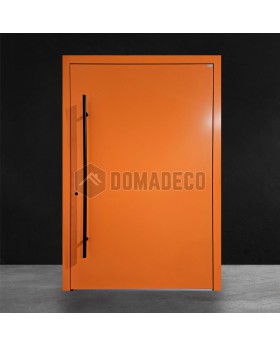 Porte d'entrée pivotante en aluminium lisse orange