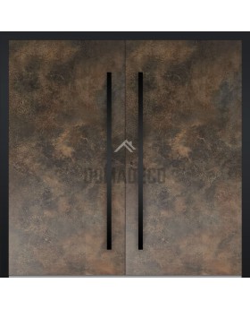 LIM Bruno double - double porte d'entrée en aluminium recouverte de quartz fritté rouille