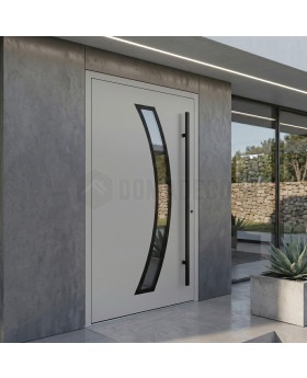 porte moderne en aluminium argenté