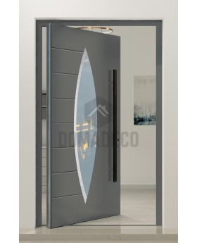 PIVOT C11 - porte pivotante exclusive en aluminium avec verre ovale