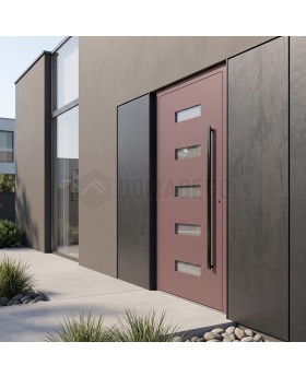 portes en aluminium couleur rose poudré