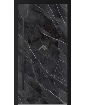 LIM Calacatta - porte à charnière en aluminium recouverte de quartz fritté noir Calacatta