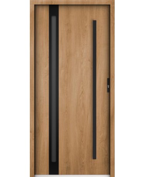 Sta Cartier trois noir - Porte en acier pré-montée avec vitrage