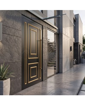 Porte d'entrée en aluminium de style traditionnel, noire