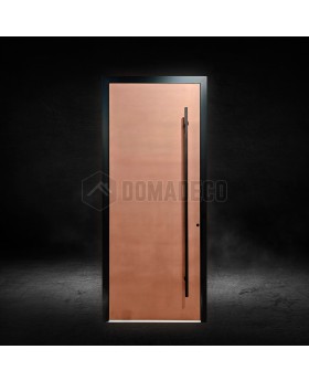 Porte d'entrée en aluminium noir avec revêtement en cuivre
