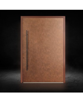 Porte d'entrée en aluminium aspect Corten