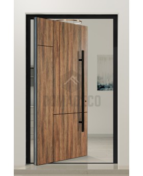 PIVOT WOODLINE 1 - porte pivotante en aluminium avec stratifié haute pression en noyer