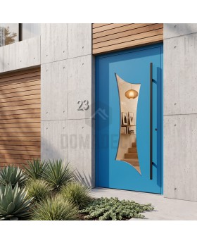 Porte d'entrée en aluminium bleu de style moderne