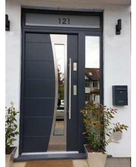 configuration personnalisée - Porte Fargo avec panneaux latéraux droit et supérieur (vue de l'extérieur)