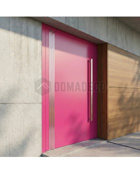 porte d'entrée moderne en aluminium rose