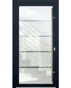 LIM Glass S4 -porte d'entrée givrée avec quatre bandes transparentes