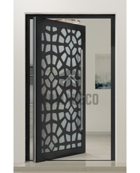 PIVOT G2 - Porte pivotante en verre aluminium avec panneau décoratif