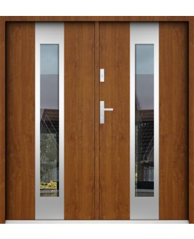 Sta Amerigo Double - porte double contemporaine en acier inoxydable avec vitrage