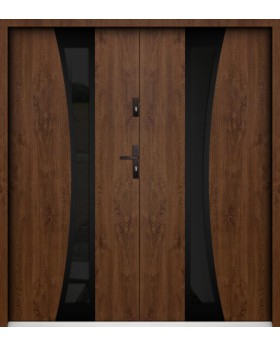 Sta Gemini Double noir - porte d'entrée double moderne en acier avec cadre noir autour du vitrage