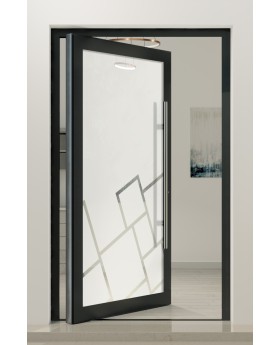 PIVOT Glass S - porte pivotante en aluminium dépoli avec motif transparent