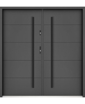 Sta Henson Double - porte d'entrée double contemporaine en acier avec nervures