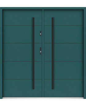 Sta Henson Double - porte d'entrée double contemporaine en acier avec nervures