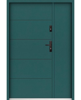 Sta Henson Uno - porte d'entrée contemporaine en acier avec nervures et panneau latéral