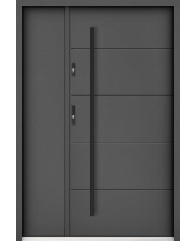 Sta Henson Uno - porte d'entrée contemporaine en acier avec nervures et panneau latéral