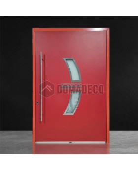 Porte d'entrée pivotante unique en aluminium rouge
