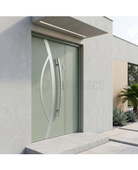 Porte d'entrée extérieure verte avec panneau latéral