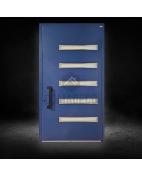 Porte pivotante pré-montée en aluminium bleu