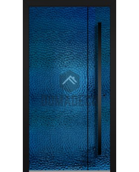 LIM B3 - porte battante en aluminium recouverte d'une tôle en acier inoxydable bleue