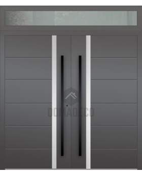 Porte double en aluminium LIM avec panneau supérieur en verre