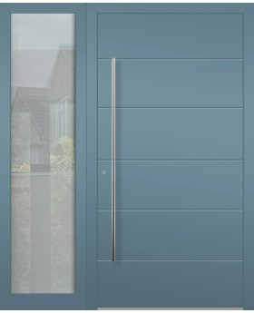 Porte d'entrée LIM à charnières en aluminium avec fenêtre latérale gauche (vue de l'extérieur)