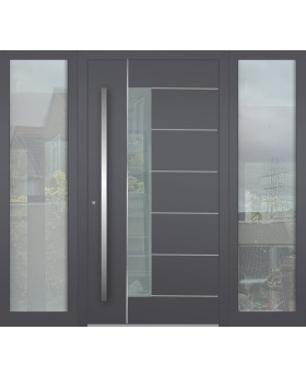 Porte avant à charnières LIM en aluminium avec fenêtre latérale gauche et droite