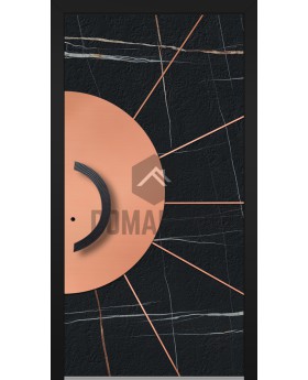 LIM Sahara - porte battante en aluminium recouverte de quartz fritté Sahara Noir et de feuille de cuivre